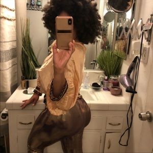 3 piece Disco Halloween costume size m ( wig, top and pants)